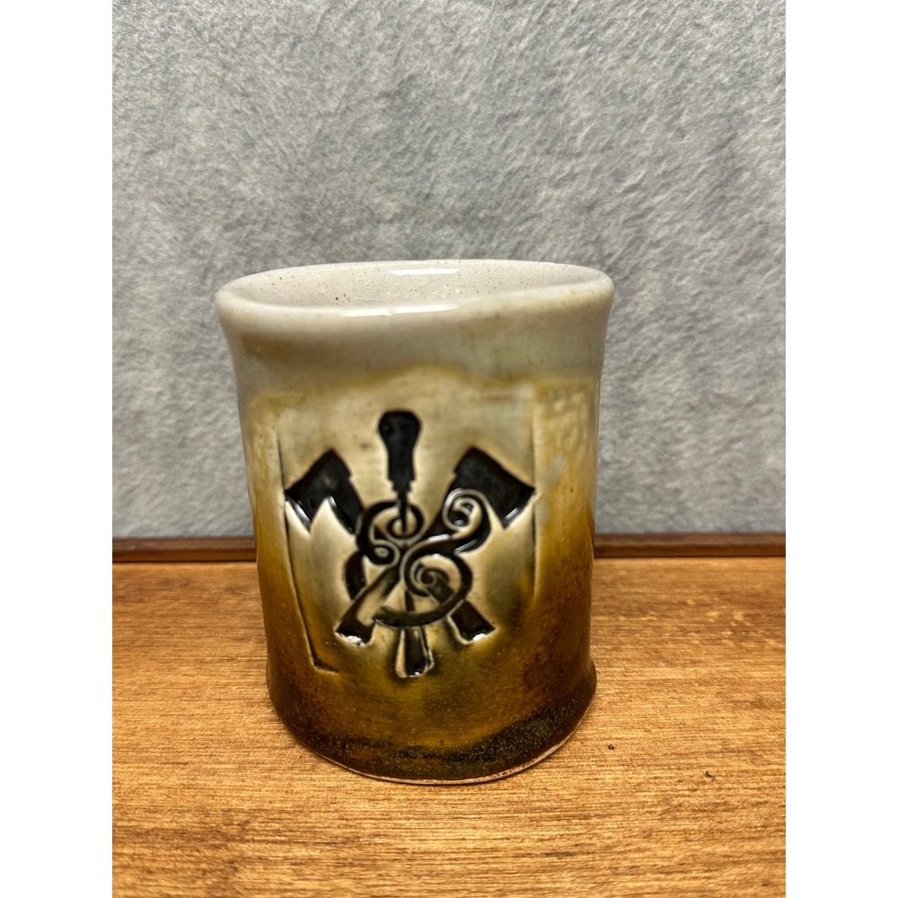 Pottery Studio‎ Piece Mud Dabbers Brown Cream Drip Glaze Hand Thrown Stoneware